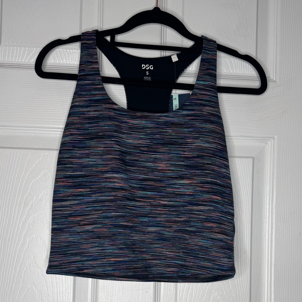DSG NWT Women's Momentum Cropped Tank Top‎ Black Rainbow/Spacedye Size S